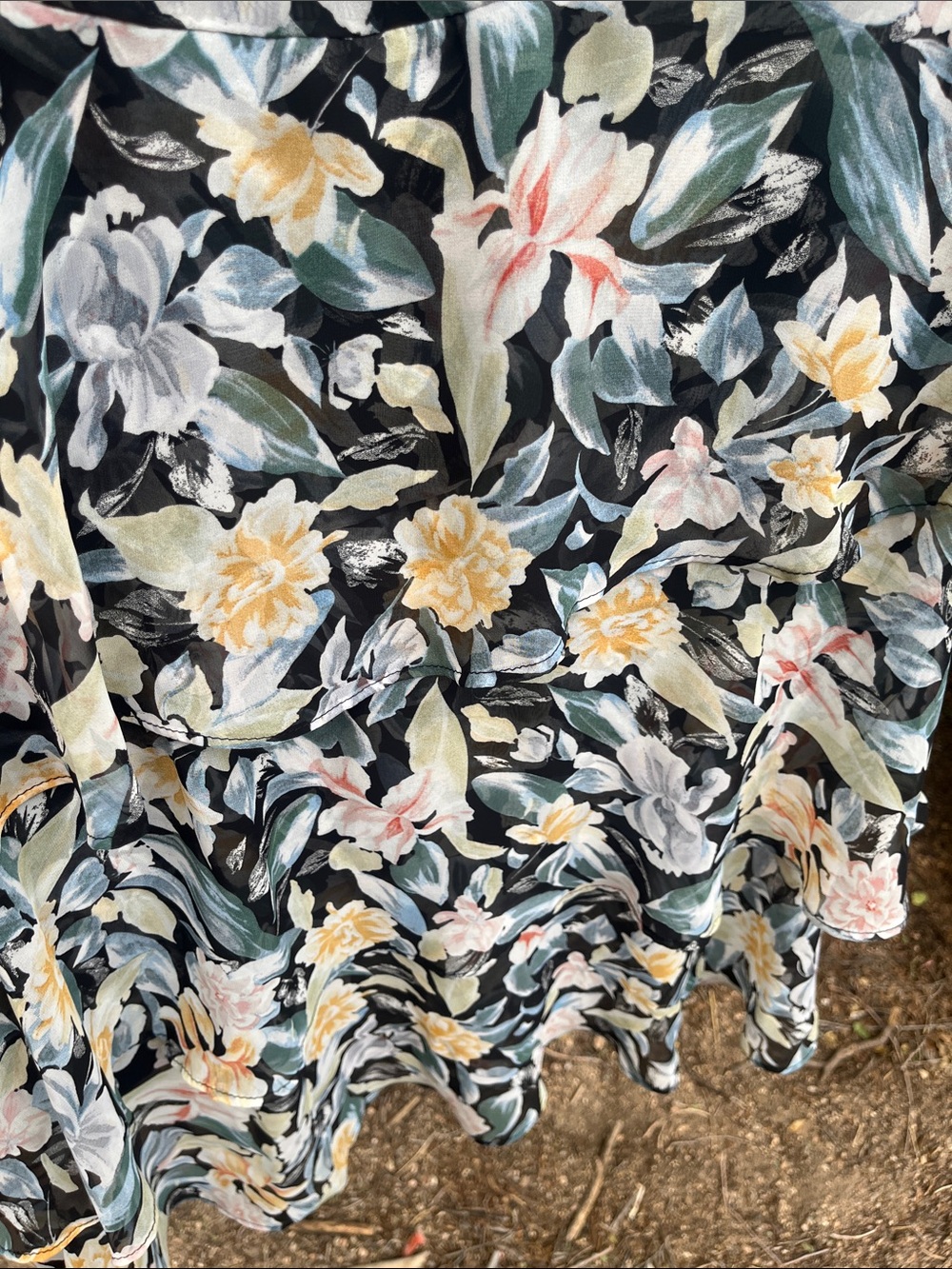 Petal & Pup Black Strapless Floral Tiered Slip Dress with Pastel Blooms - Picture 4 of 9